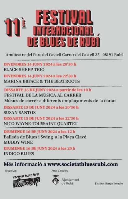 El cartell de l'onzena edició del Festival Internacional de Blues de Rubí